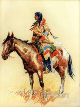 Frederic Remington Painting - Una raza del viejo indio vaquero del oeste americano Frederic Remington